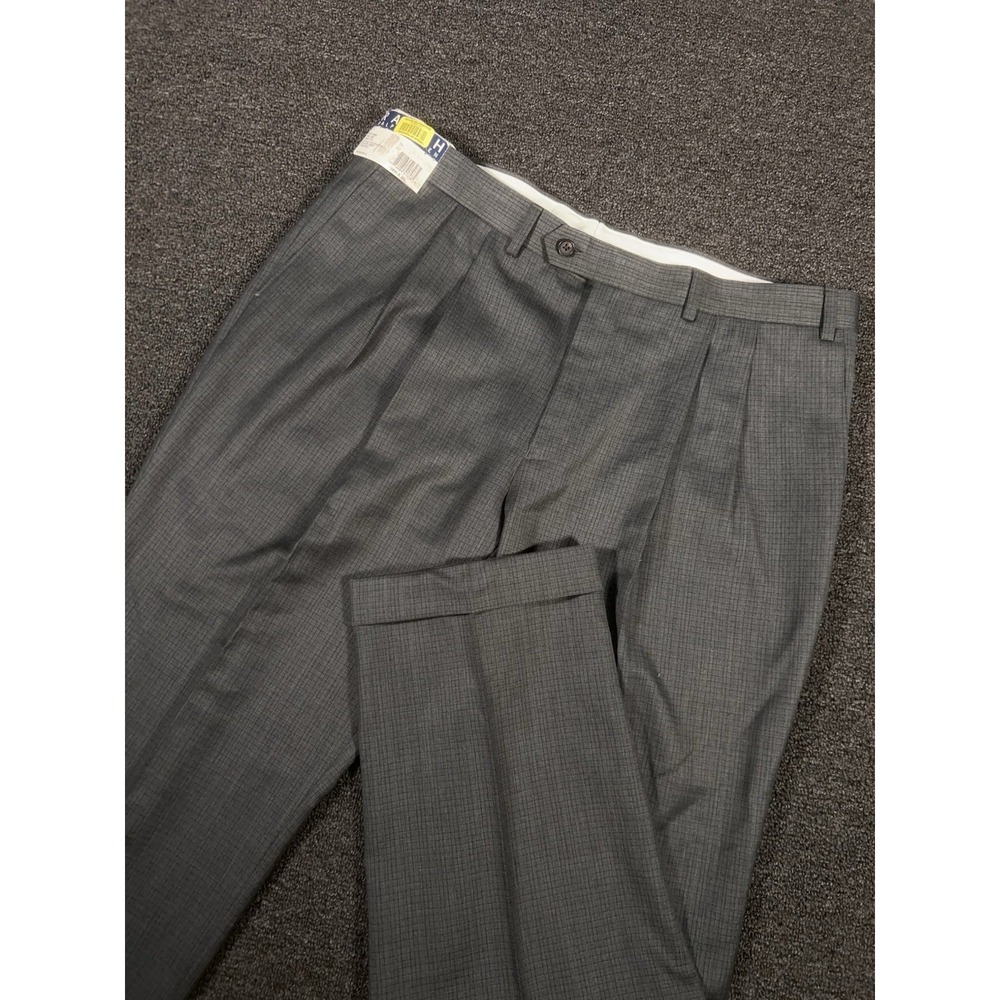 New Ralph Lauren Dress Pants Men's 38x30 Gray Plaid Cuffed Pleated Business